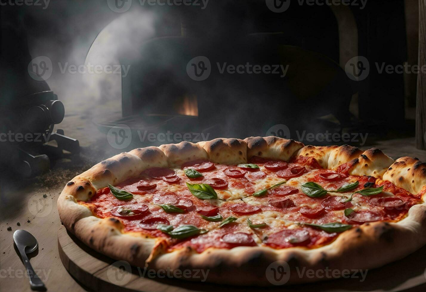 pizza vers van de houtgestookt. ai gegenereerd foto