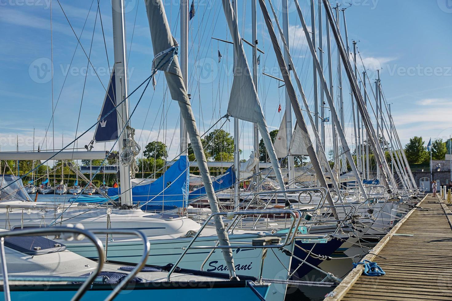 luxe speedboten aangemeerd in de Deense hoofdstad Kopenhagen foto