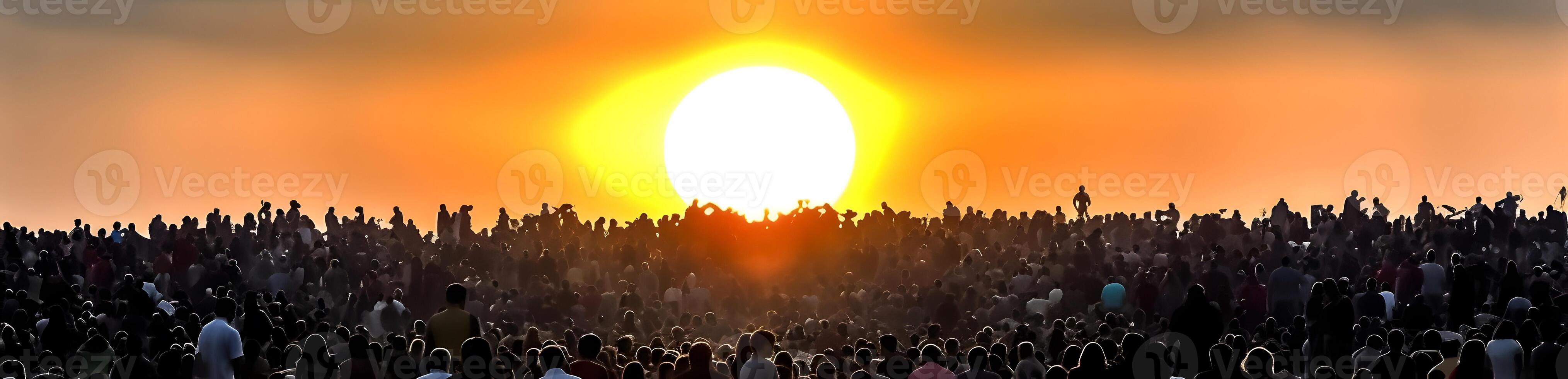 menigte in de veld. concept van wereld bevolking dag. ai gegenereerd foto