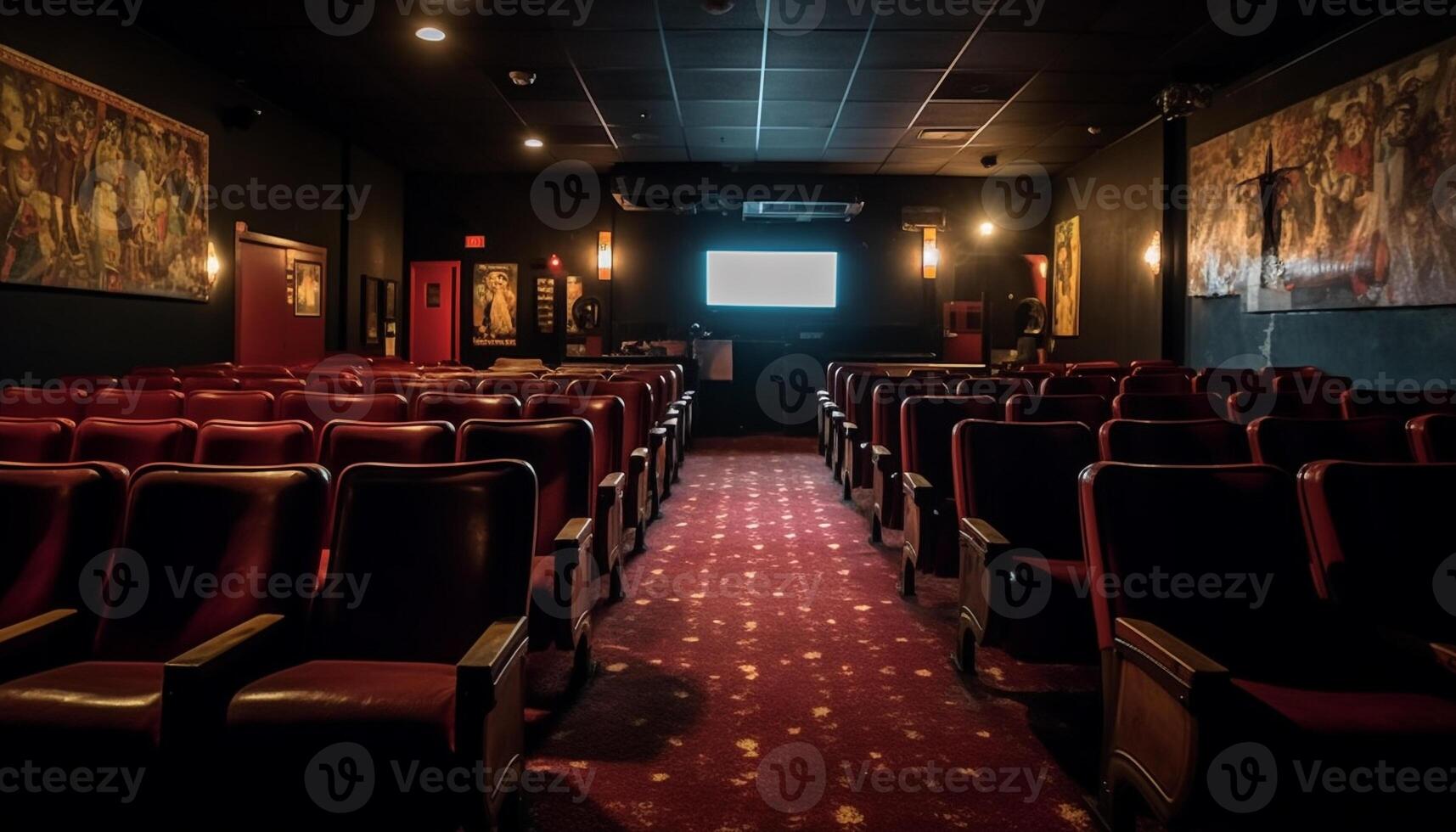 comfortabel fauteuils in modern film theater auditorium gegenereerd door ai foto