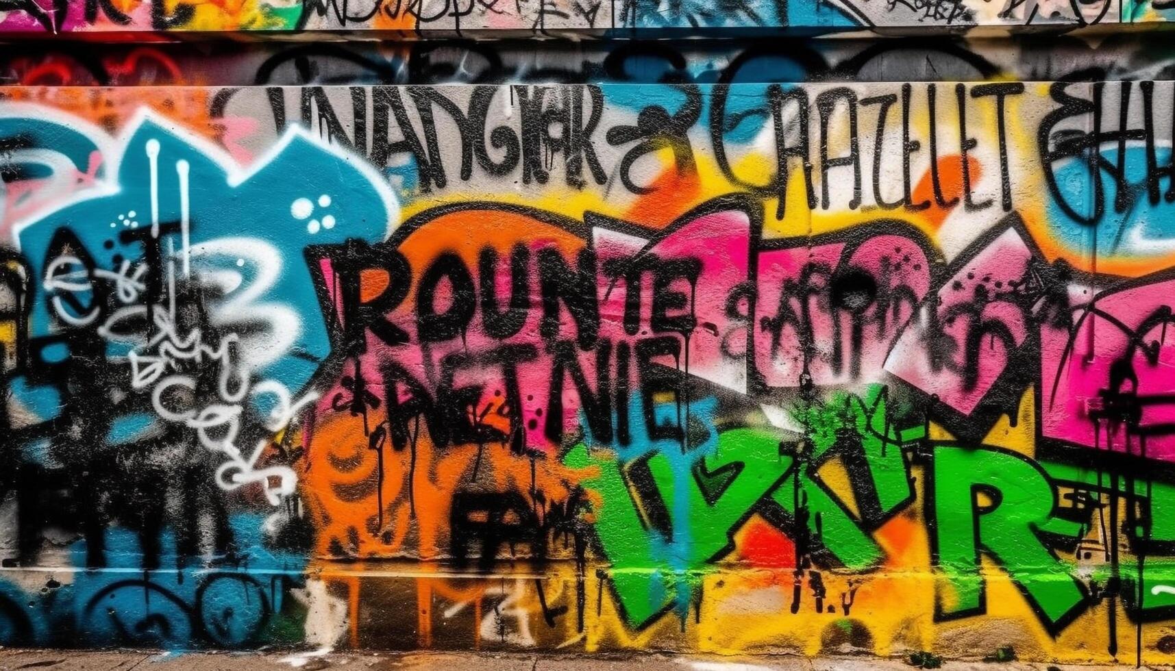 levendig graffiti muurschildering verven stad straat chaos gegenereerd door ai foto