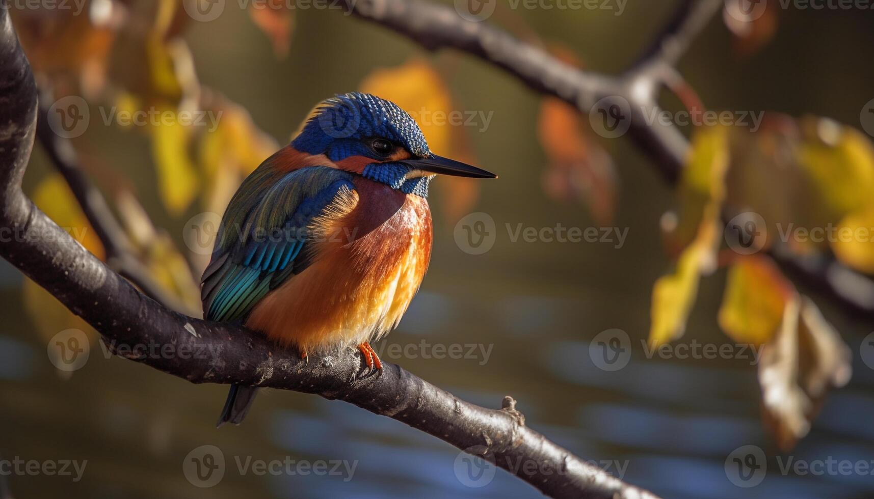 geel bij eter neerstrijken Aan tak, levendig kleuren gegenereerd door ai foto