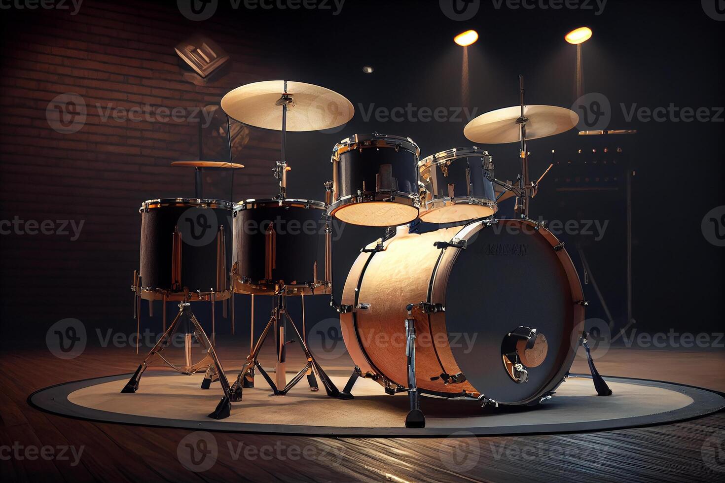 stadium reeks drums uitrusting en bekken ,generatief ai foto