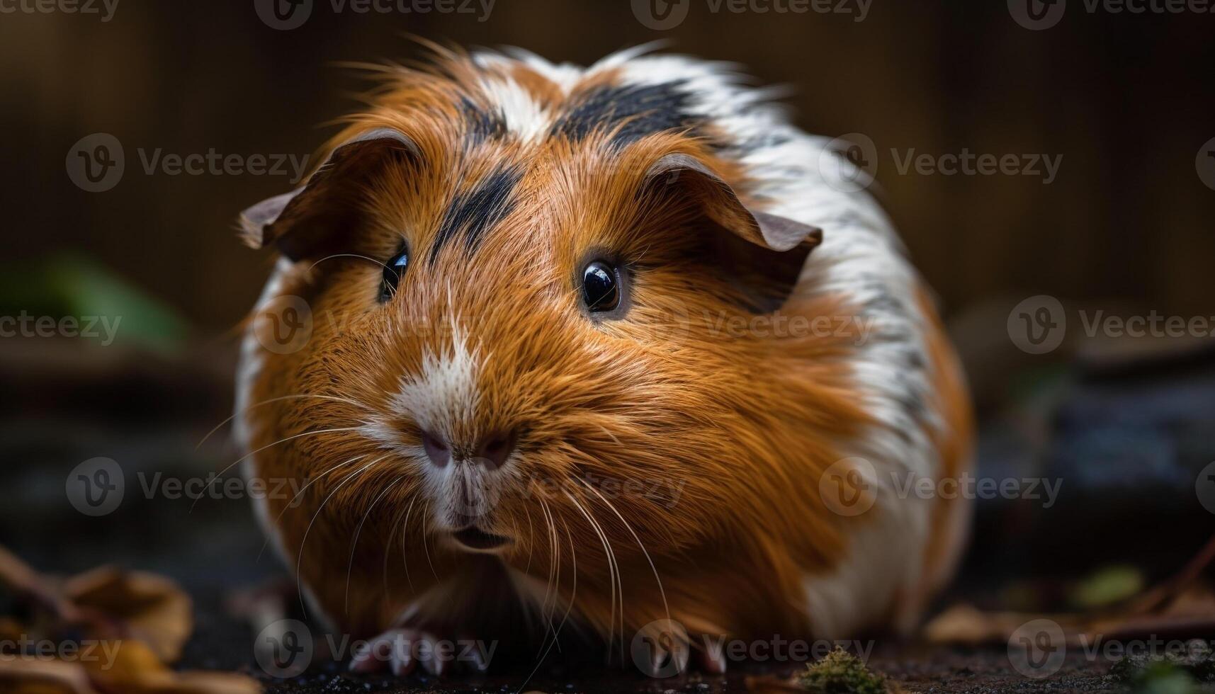 pluizig Guinea varken aan het eten gras buitenshuis, schattig gegenereerd door ai foto