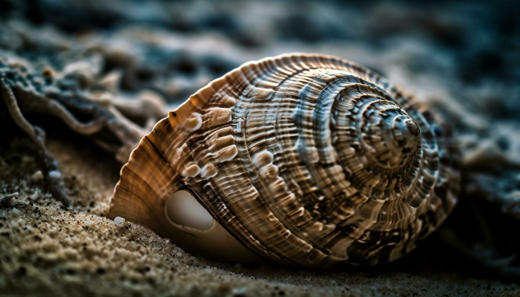 abstract calcium ontwerp in zeeschelp selectief focus gegenereerd door ai foto