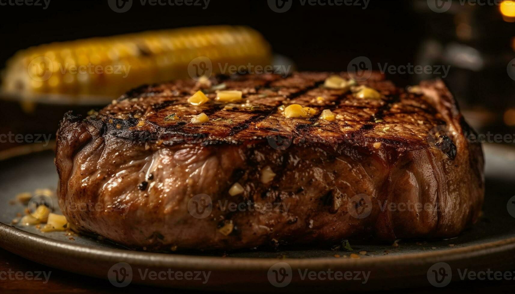 sappig gegrild steak Aan rustiek hout bord gegenereerd door ai foto