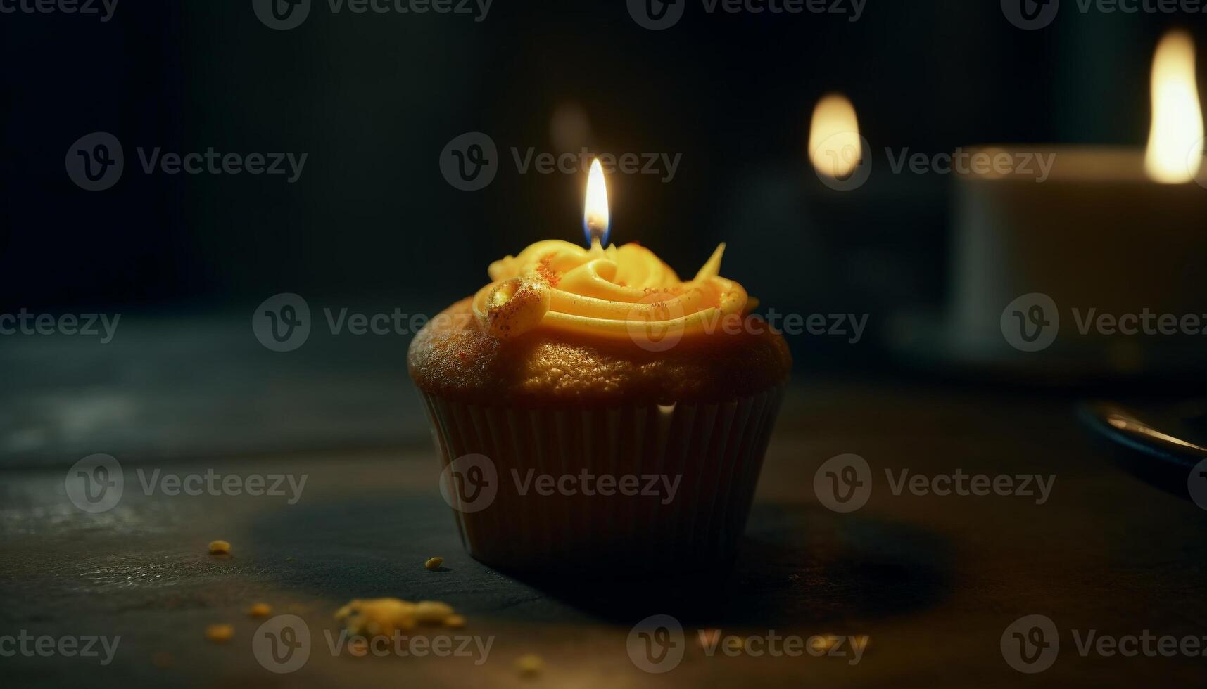 verjaardag kaarsen verlichten eigengemaakt koekje viering binnenshuis gegenereerd door ai foto