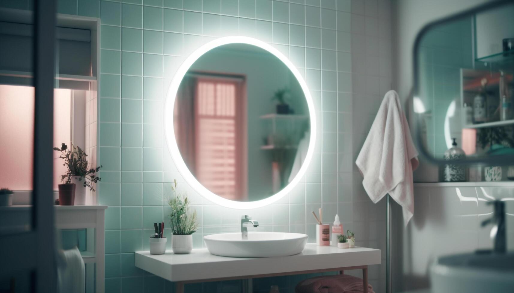 modern elegantie in een schoon, comfortabel badkamer met blauw tegels gegenereerd door ai foto