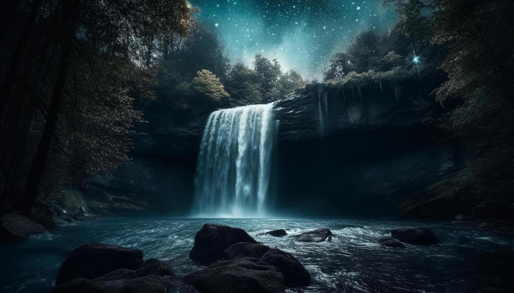 majestueus berg reeks voldoet aan rustig vloeiende water in zomer avontuur gegenereerd door ai foto