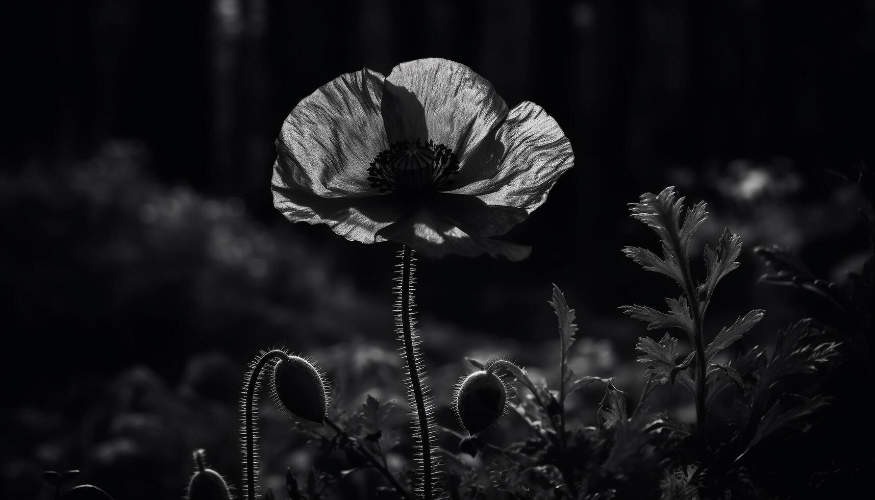 schoonheid in natuur een breekbaar wilde bloemen single bloemblad in dichtbij omhoog gegenereerd door ai foto