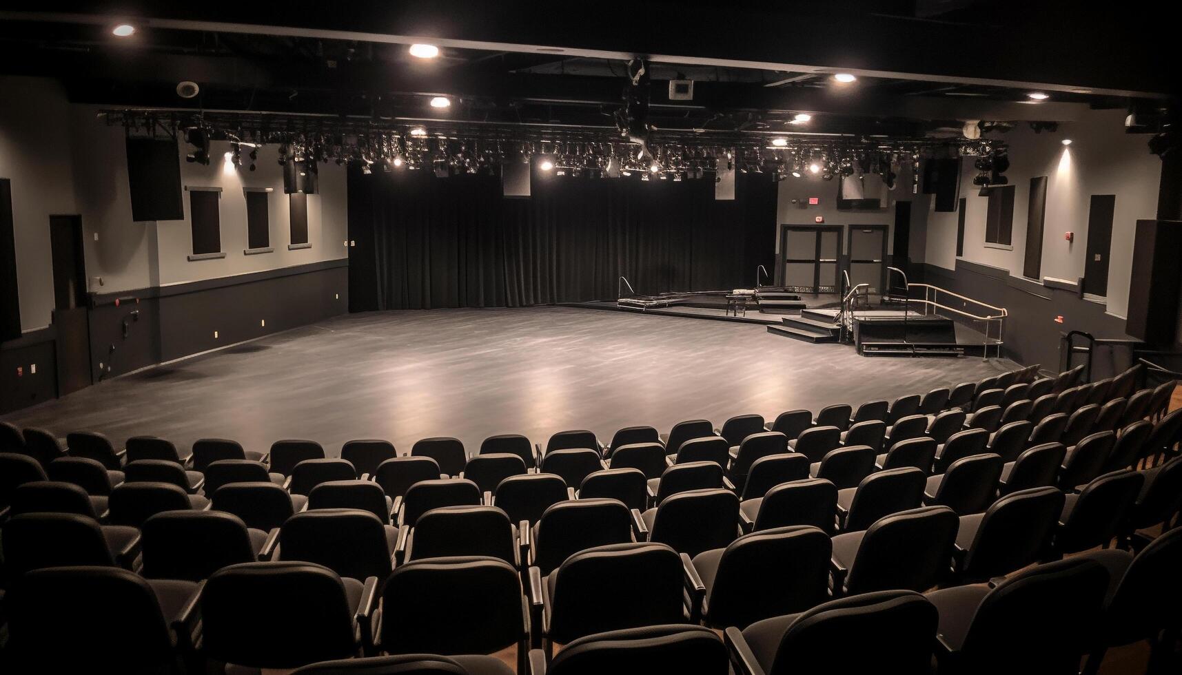 de modern auditorium verlichte door verlichting uitrusting voor een theatraal prestatie gegenereerd door ai foto