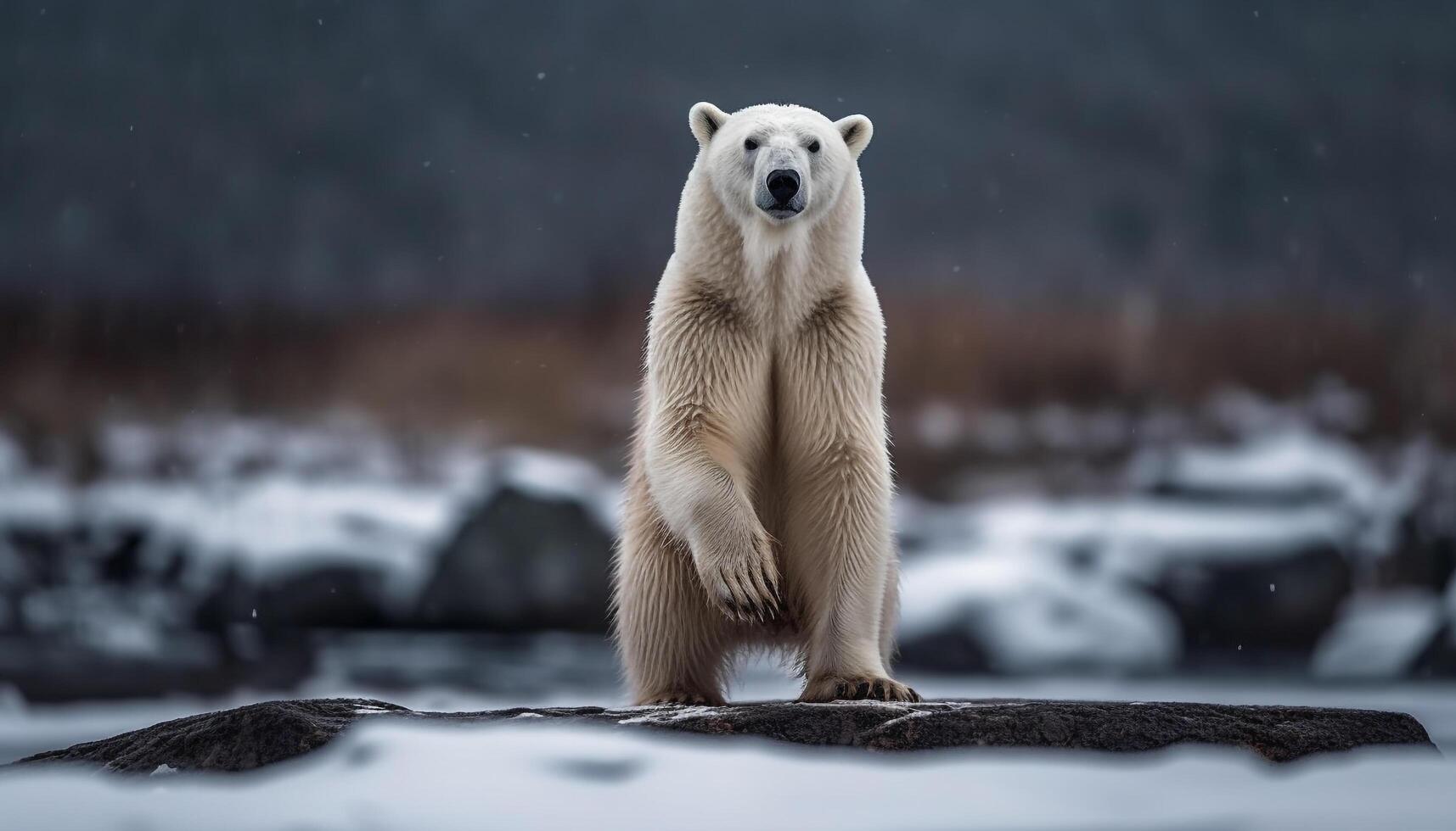 een schattig zoogdier, een bedreigd soorten, zittend Aan ijs ijsschots gegenereerd door ai foto