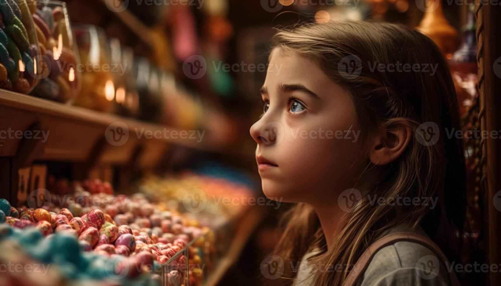 een schattig meisje plukken vers fruit, genieten van gezond aan het eten keuzes gegenereerd door ai foto