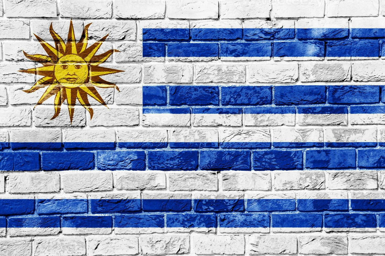 vlag van oostelijk republiek van Uruguay Aan een getextureerde achtergrond. concept collage. foto