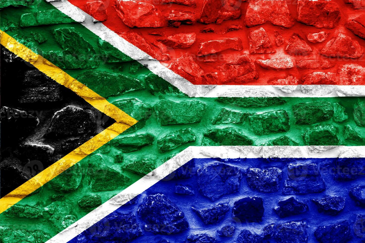 vlag van republiek van zuiden Afrika Aan een getextureerde achtergrond. concept collage. foto