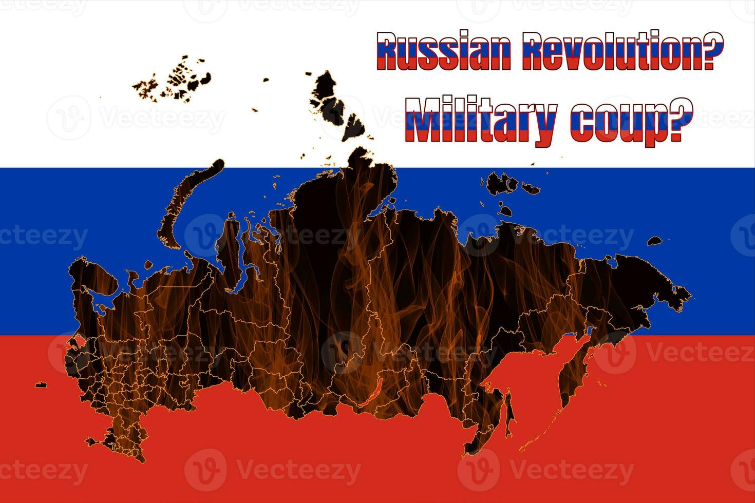 schets kaart van Rusland Aan brand. is een intern leger conflict in de Russisch federatie mogelijk... foto