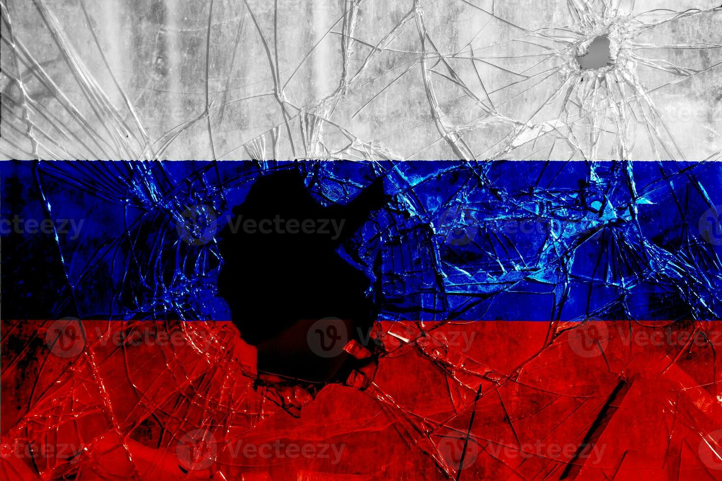 vlag van Russisch federatie Aan een getextureerde achtergrond. concept collage. foto