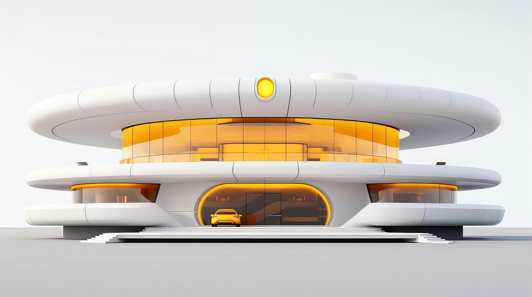 3d futuristische sci-fi wit geel stad architectuur met biologisch wolkenkrabbers, voor wetenschap fictie of fantasie achtergronden, abstract gebouw, generatief ai illustratie foto