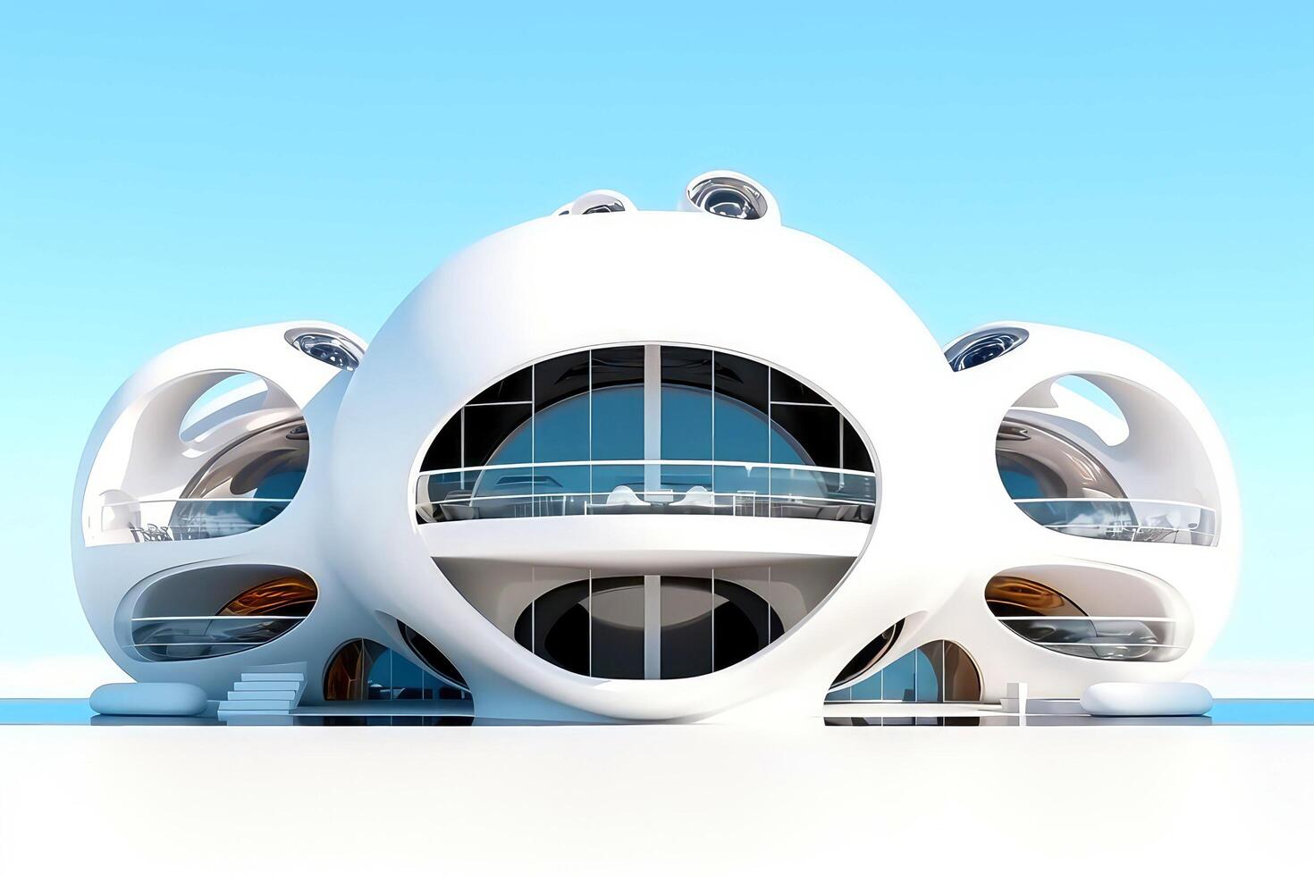 3d futuristische sci-fi wit stad architectuur met biologisch wolkenkrabbers, voor wetenschap fictie of fantasie achtergronden, abstract gebouw, generatief ai illustratie foto