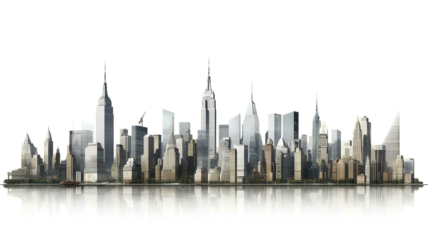 een wereld handel centrum en wolkenkrabber, hoogbouw gebouw in lager Manhattan, nieuw york stad, geïsoleerd wit achtergrond met knipsel pad, genereren ai foto