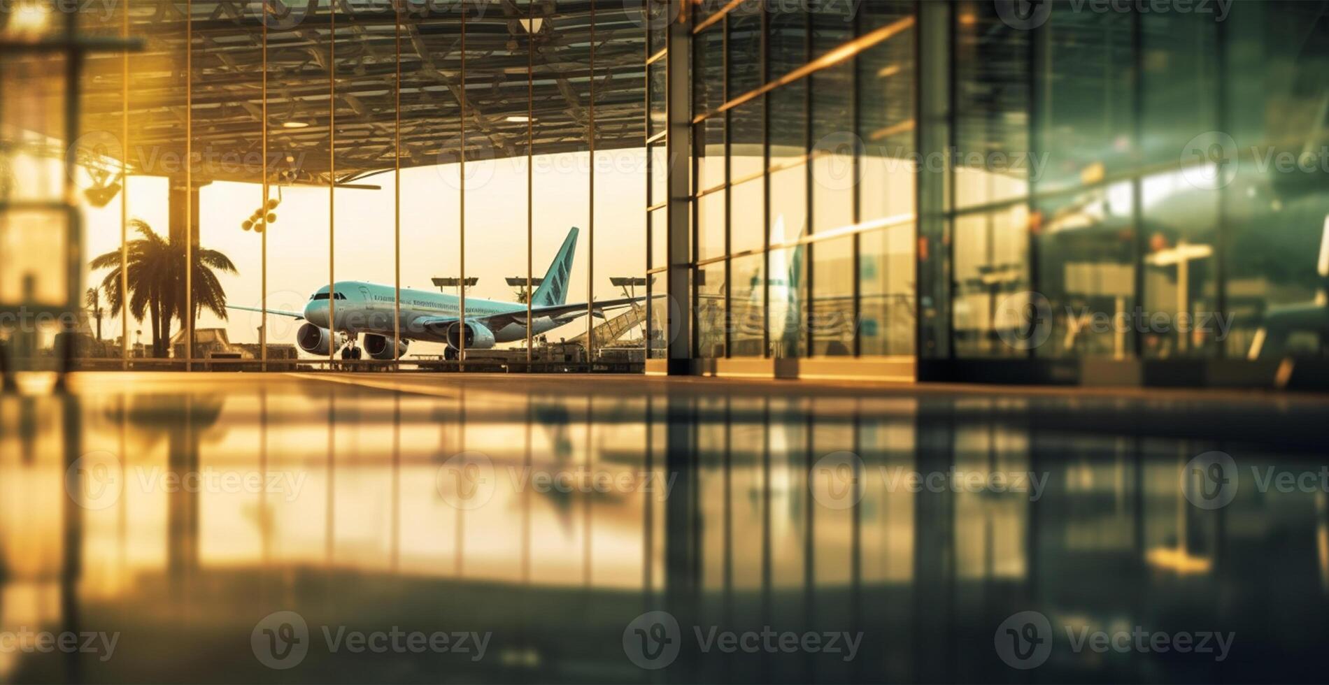 luchthaven gebouw, Internationale terminal, haasten mensen naar land, wazig achtergrond - ai gegenereerd beeld foto