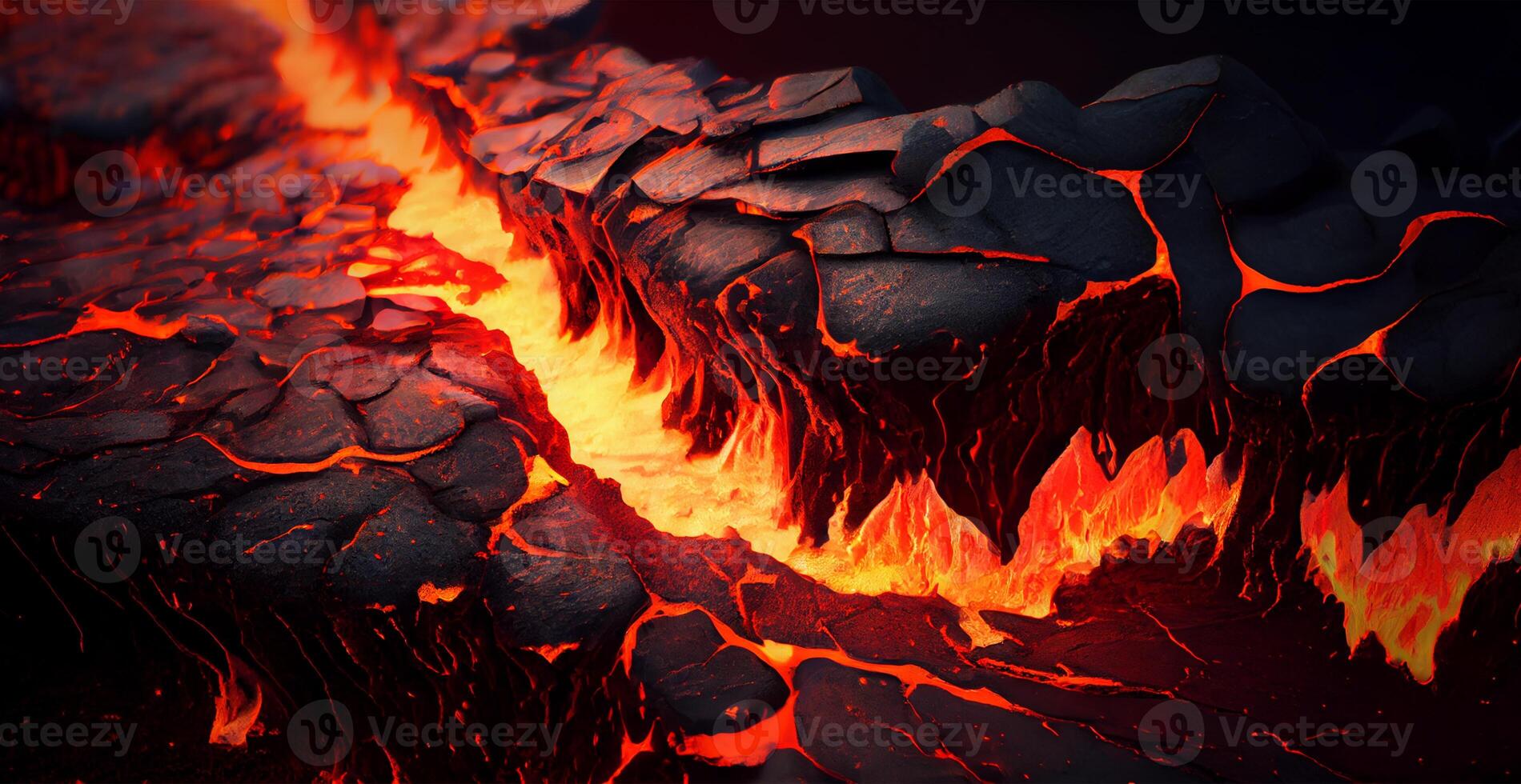 gesmolten lava of magma van een vulkaan - ai gegenereerd beeld foto