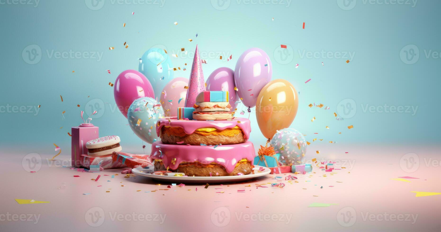 verjaardag taart. illustratie ai generatief foto