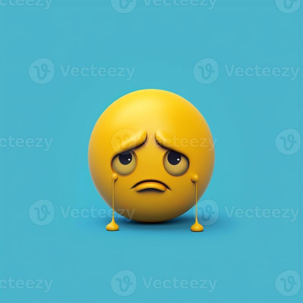 3d verdrietig emoji. generatief ai foto