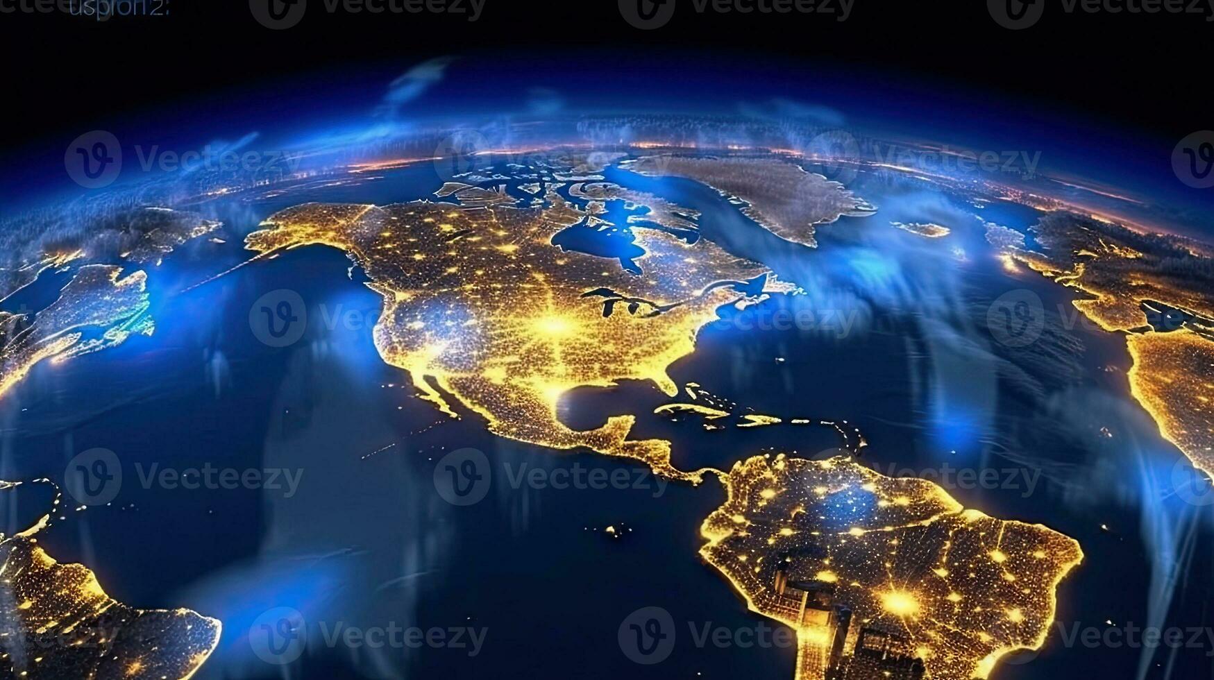 wereld kaart satelliet afbeelding, visie van stad lichten achtergrond. generatief ai. foto