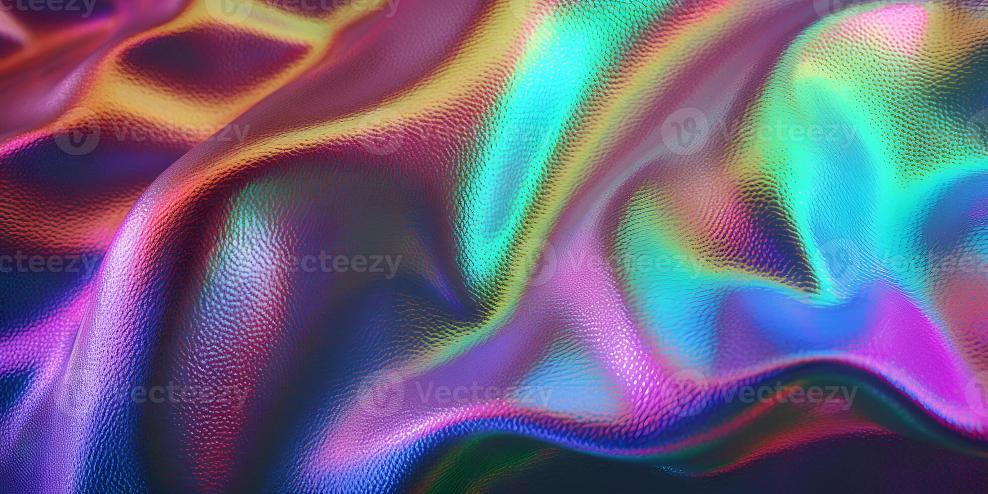 hologram kleding stof textuur. helling abstract achtergrond. holografische regenboog folie. metaal leer patroon. iriserend folie effect textuur. parelmoer verloop. ai gegenereerd foto