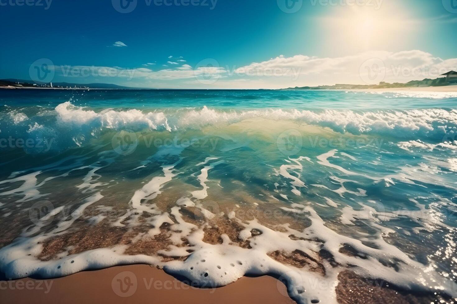 mooi tropisch strand achtergrond gemaakt met ai gegenereerd foto