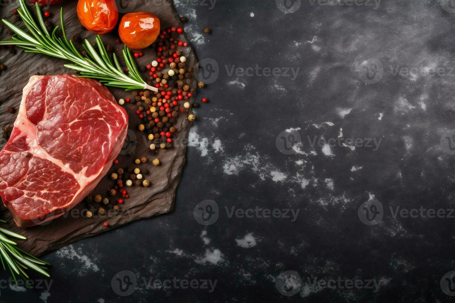 rood rooster karbonade steak achtergrond voedsel gebakken rauw rundvlees vlees donker. generatief ai. foto