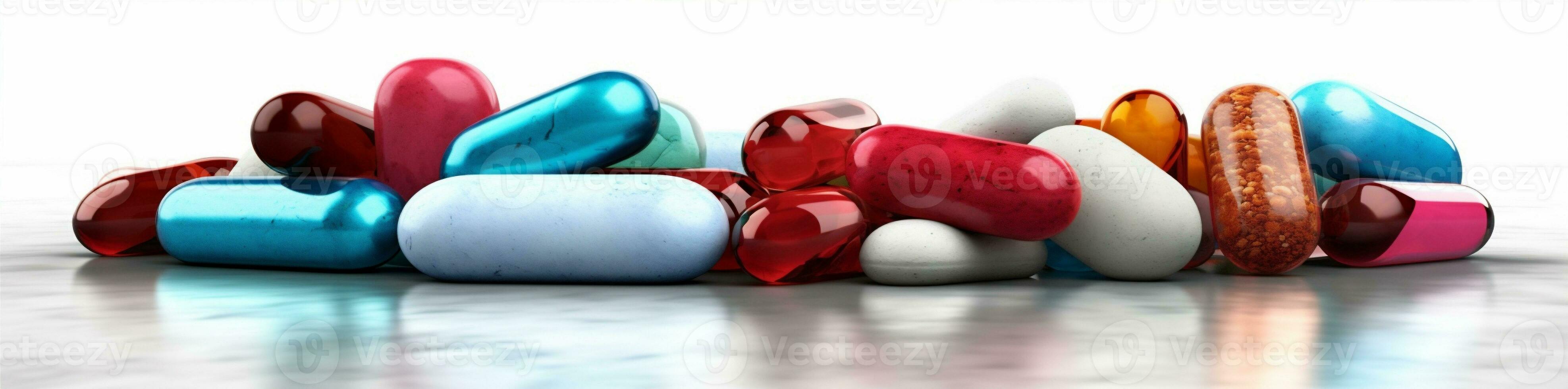 gezondheidszorg tablet pil apotheek medisch Gezondheid geneeskunde vitamine achtergrond drug capsule. generatief ai. foto