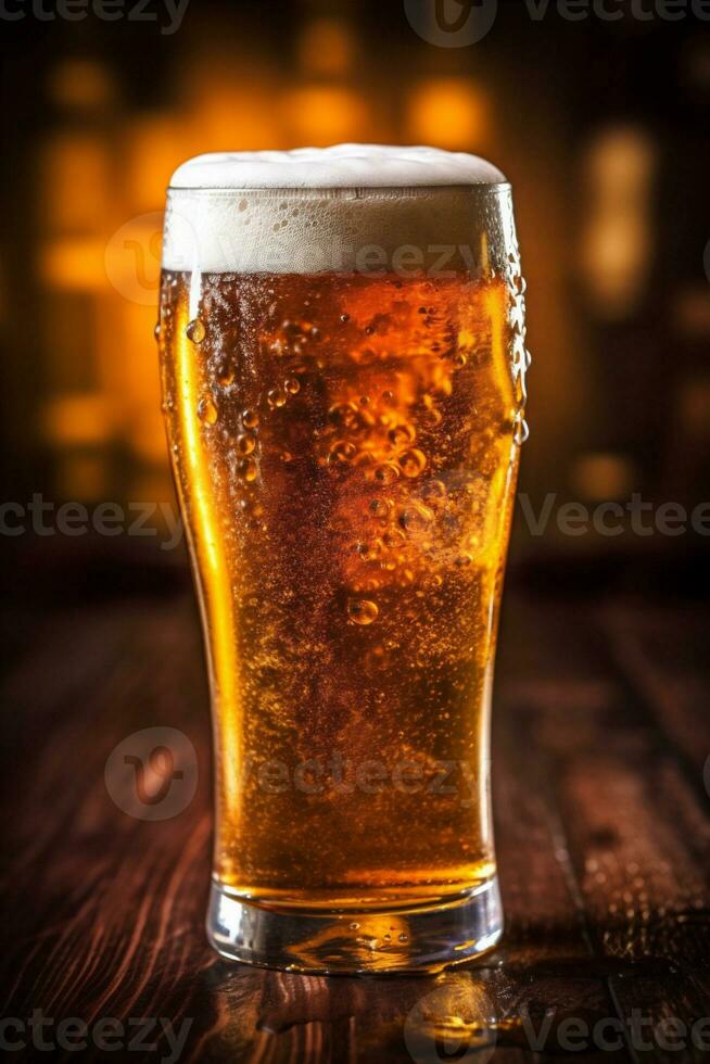 alcohol bier drinken kroeg glas goud pint schuim lager drank. generatief ai. foto