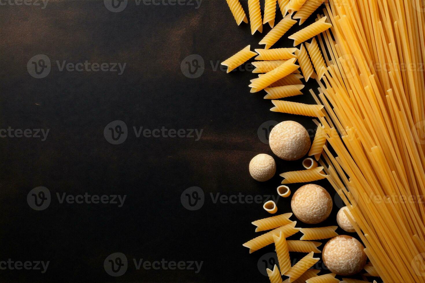 gezond Italiaans rauw voedsel pasta macaroni ongekookt keuken ingrediënt spaghetti achtergrond. generatief ai. foto