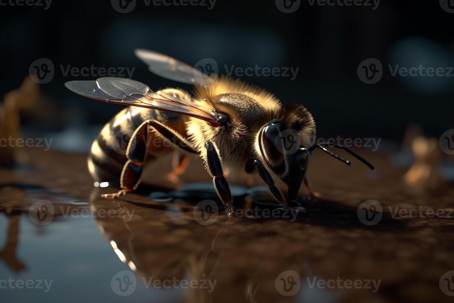 bij insect goud vorm detailopname achtergrond natuur geel honing macro stuifmeel. generatief ai. foto