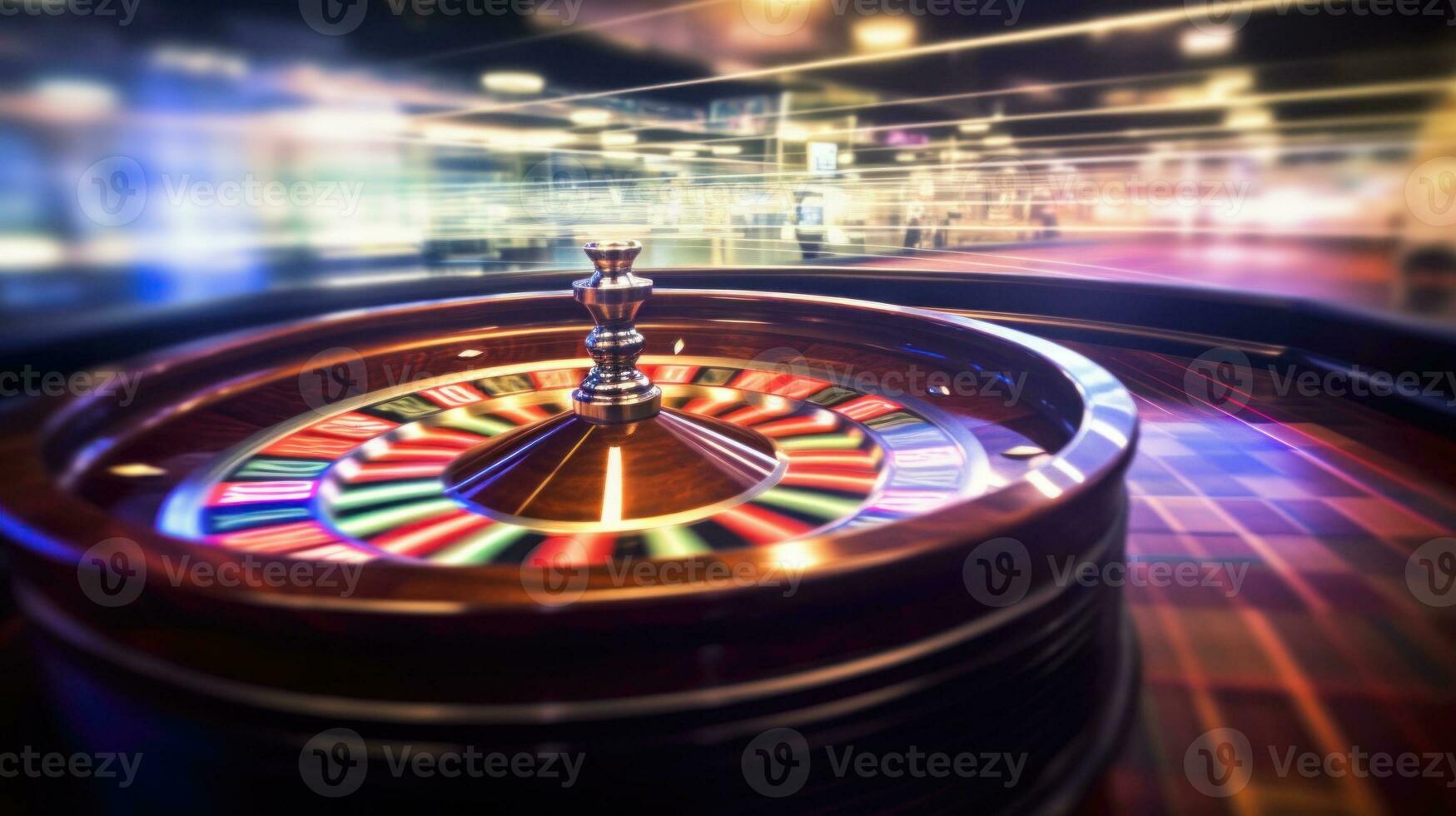 wazig beweging achtergrond en spinnen roulette. perfect voor casino thema's. levendig kleuren en dynamisch beweging. generatief ai foto