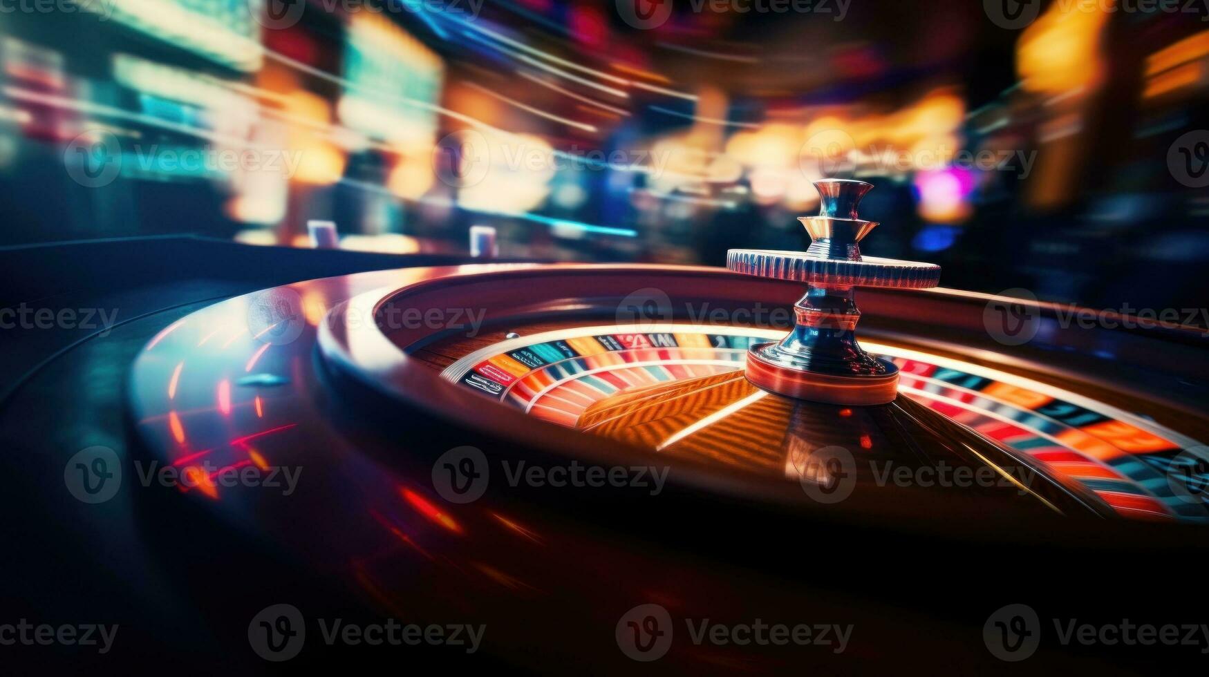 wazig beweging achtergrond en spinnen roulette. perfect voor casino thema's. levendig kleuren en dynamisch beweging. generatief ai foto