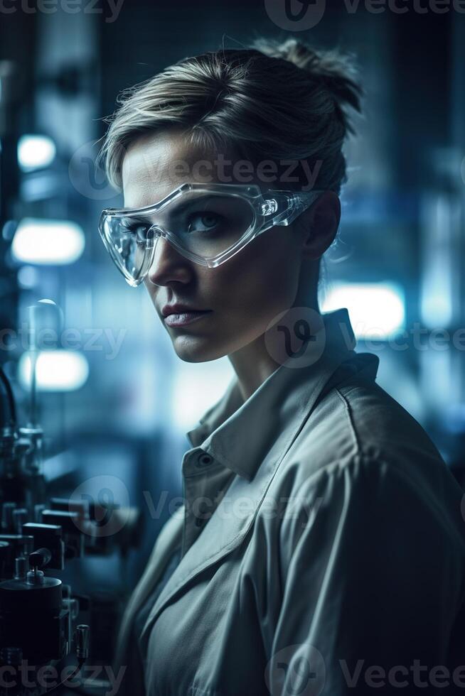 portret van een vrouw werken in de laboratorium foto