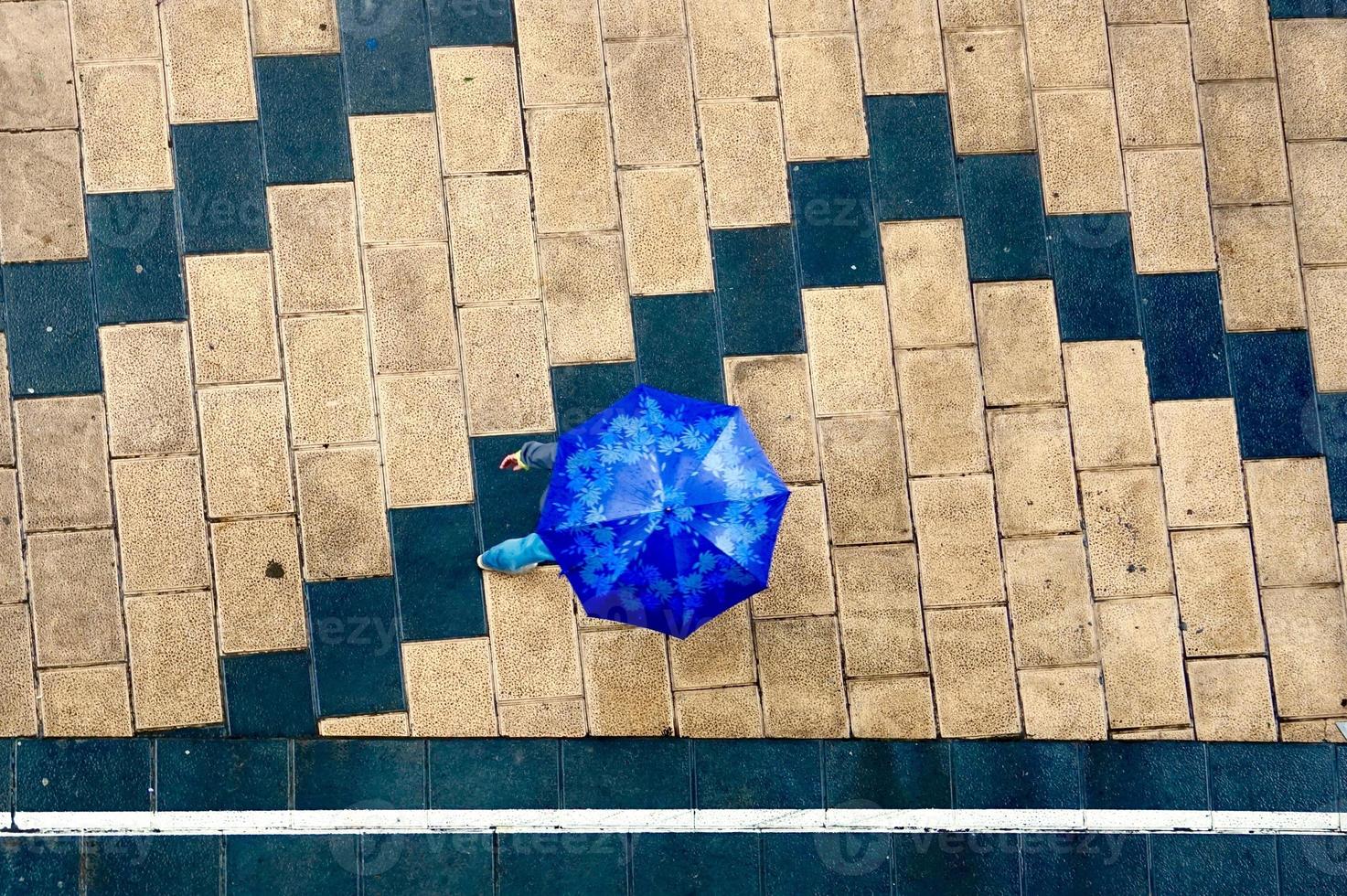 vrouw met een paraplu in regenachtige dagen foto