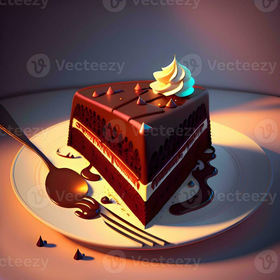 3d renderen realistisch chocola vanille taart. generatief ai foto