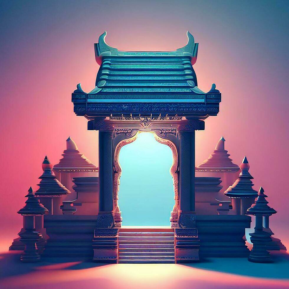 ai genereren foto 3d illustratie van een tempel met een poort in de midden-