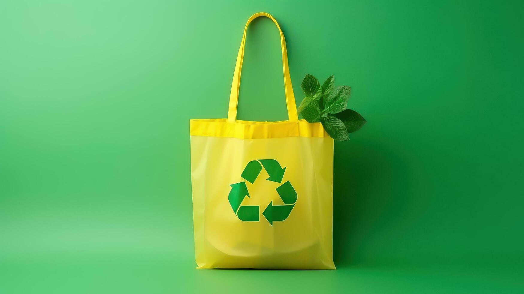 eco recycle zak achtergrond, Nee plastic zak concept, hou op gebruik makend van beschikbaar pakket. generatief ai foto