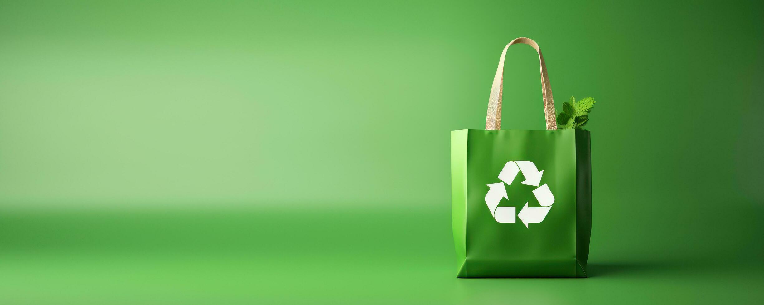eco recycle zak concept met kopiëren ruimte, Nee plastic tas, hou op gebruik makend van beschikbaar pakket. generatief ai foto