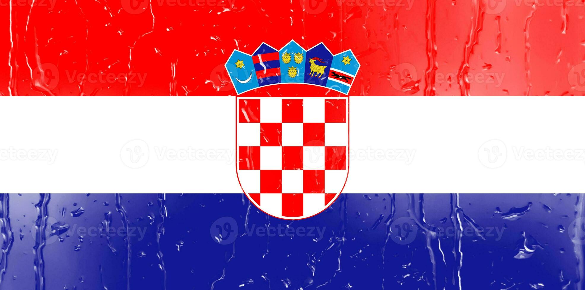 3d vlag van Kroatië Aan een glas foto