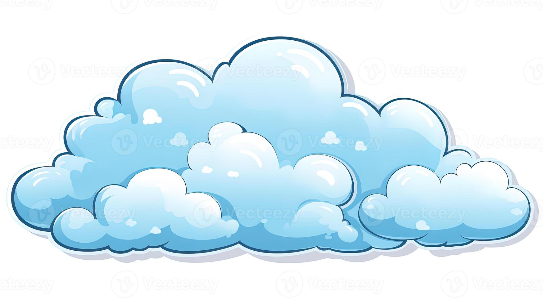 verzameling van tekenfilm wolken, wolk sticker clip art, gegenereerd door ai foto