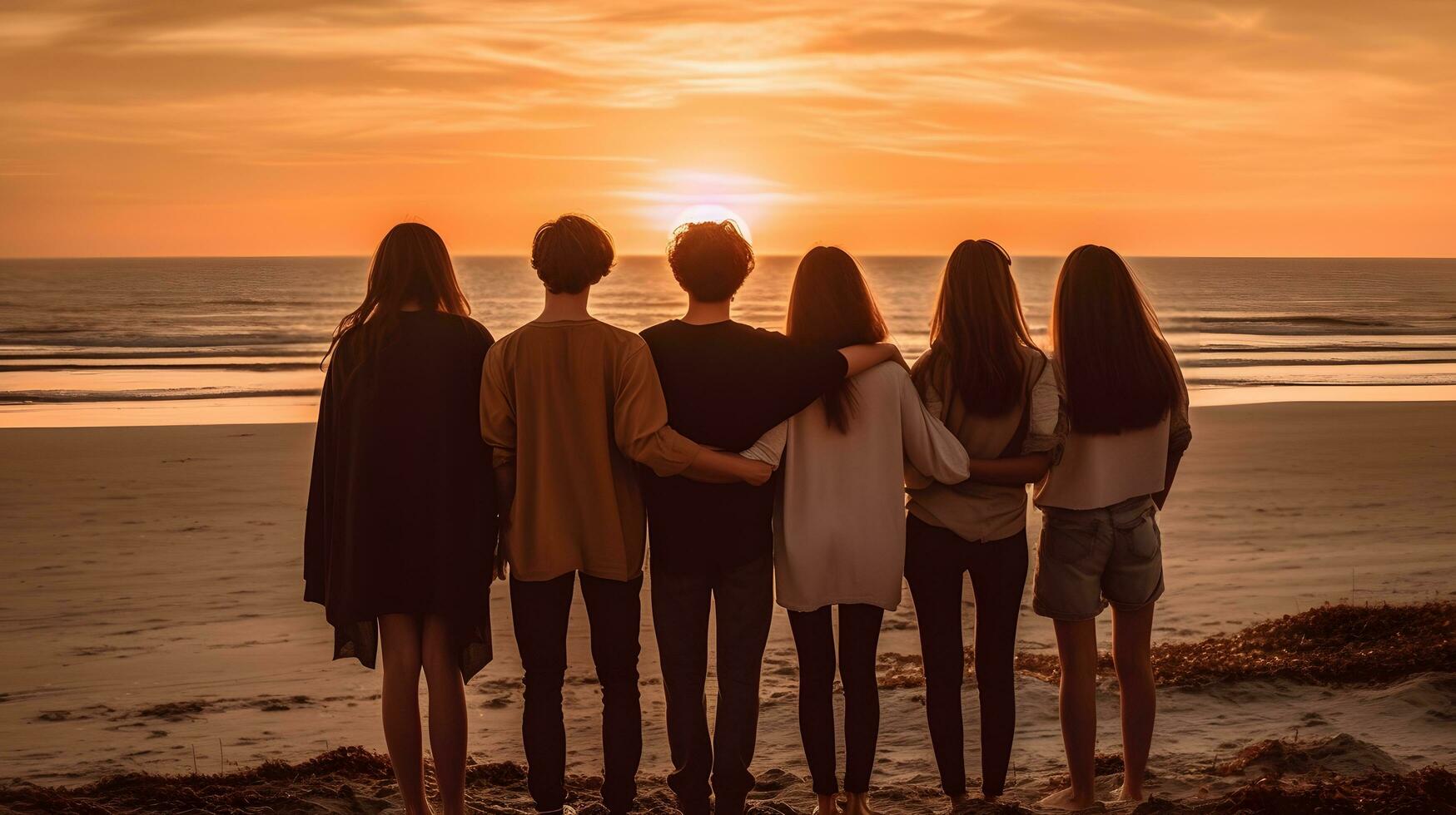 mensen groep Aan de strand foto