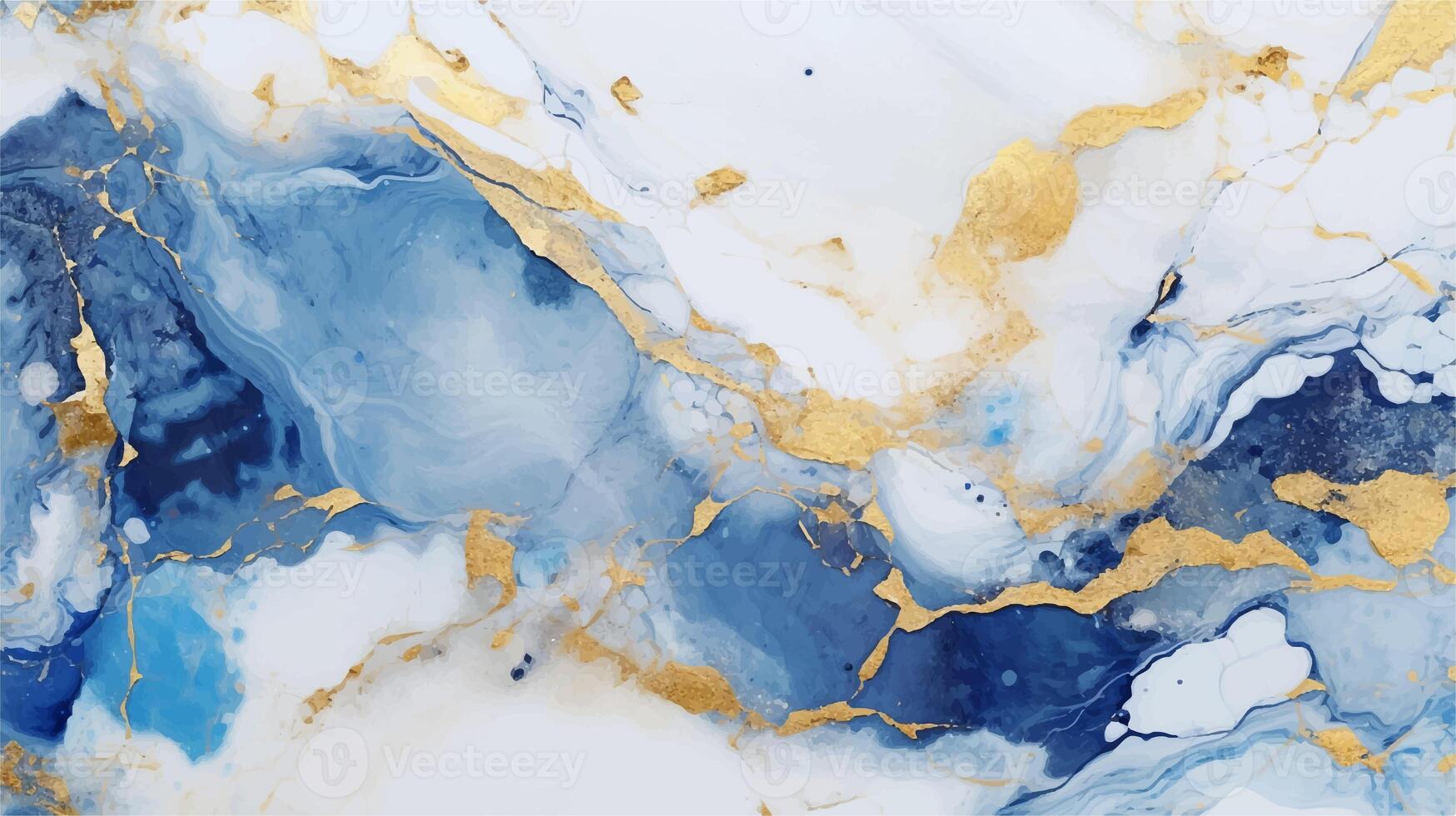 blauw, goud en wit marmeren abstract bg. generatief ai foto