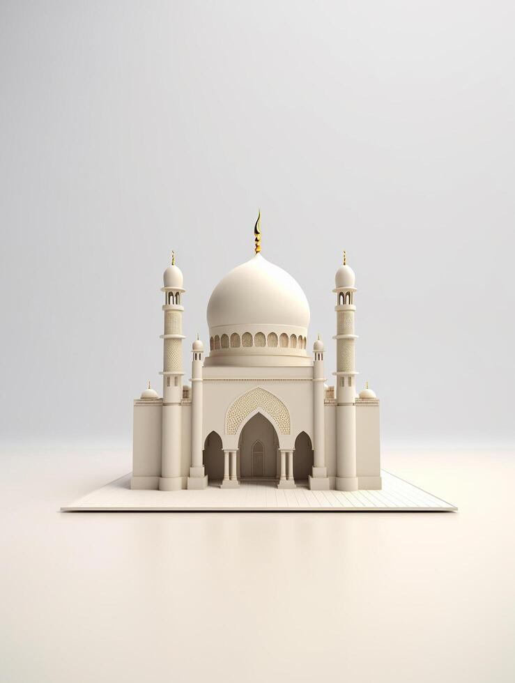 Islamitisch schattig 3d moskee voor Ramadan en eid groet achtergrond ai generatief foto