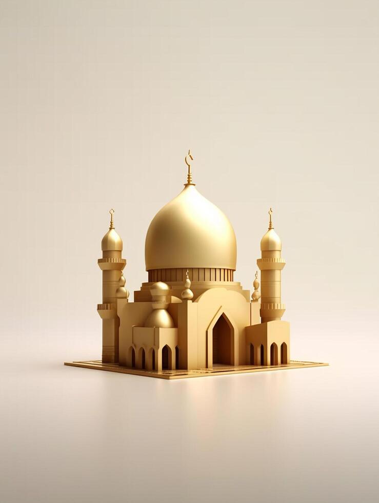 Islamitisch schattig 3d moskee voor Ramadan en eid groet achtergrond ai generatief foto